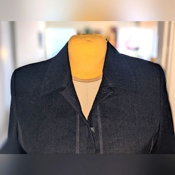 $5 Item! Bianca Nygard Petites 12P Pure New Wool Black Contrast Stitch Jacket - Picture 5 of 13